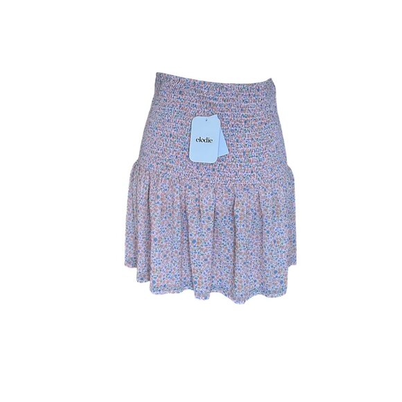 Elodie Womens Floral Smocked Elastic Waist Mini Skirt M Multicolor NWT - Picture 11 of 11